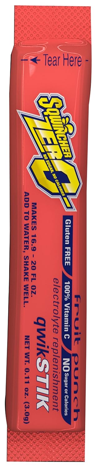 Sqwincher 060102-FP Zero Qwik Stik Powder, 20 oz, Red, Standard, Pack of 50