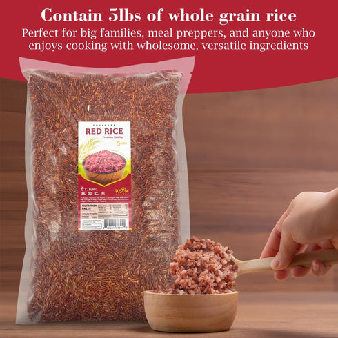 5Lbs Fusion Select Red Rice - Premium Quality Red Rice - Non-GMO Long Grain Rice, Naturally Without Gluten - Non-Sticky