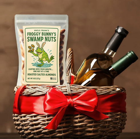 8oz Uncle Franks Froggy Bunnys Swamp Nuts, Roasted Almonds, Funny Easter Gag Gift for Adults, Frog Animal-Themed Snack