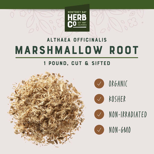 1 lb Organic Marshmallow Root, by Herb Co, Mix in Tea Blends, Mortification, Hack, Sweet Weed, Cut & Sifted