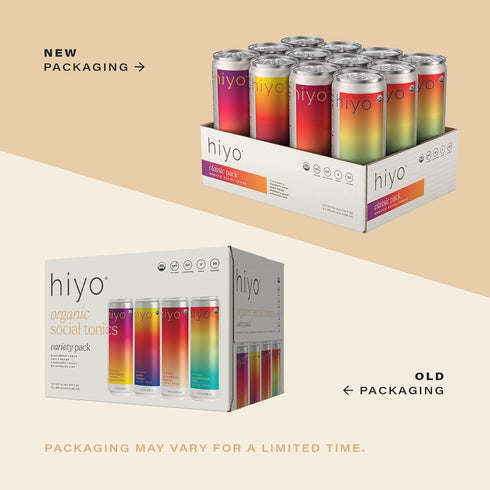 Pack, 12 Pack Hiyo Organic Social Tonic Classic - N.A. Functional Seltzer, Sparkling Water Crafted with Organic
