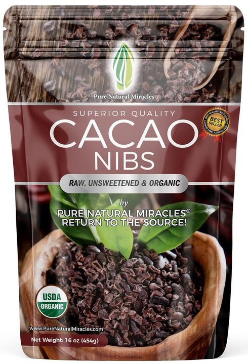 Cacao Nibs Organic - 100% Dark Chocolate Chips - Raw, Unsweetened Cocoa
