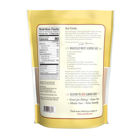 1 (Pack 4) Bob's Red Mill Blanched Almond Flour, Finely Sifted - Pound of - Non-GMO, Gluten Free, Paleo, Vegan, Keto
