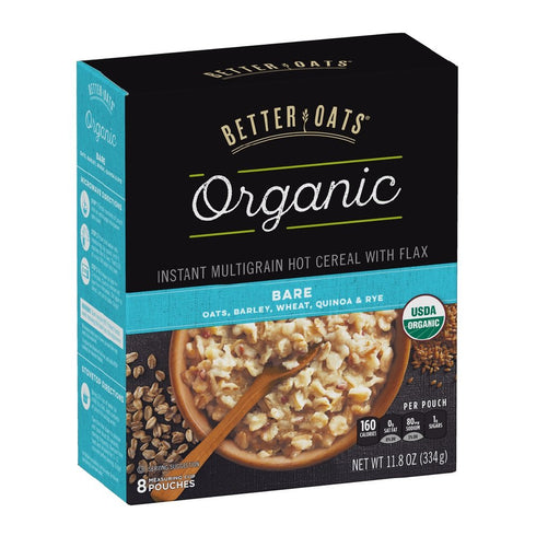 Better Oats 11.8 Post Organic Instant Oatmeal with Flax Seeds and Quinoa, Bare Flavor, Ounce