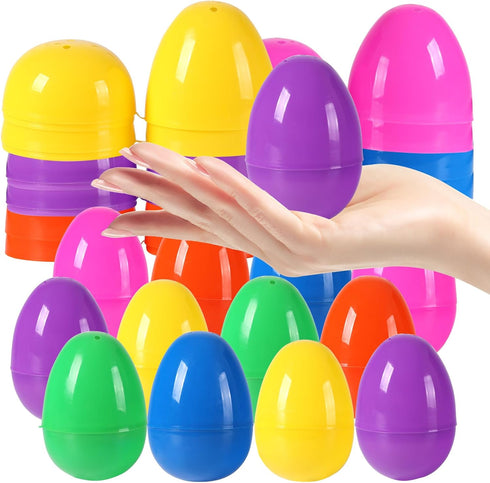 Biubumtu 24Pcs Plastic Bright Easter Eggs Assortment, 3.15'' Fillable Easter Eggs Empty Bulk,