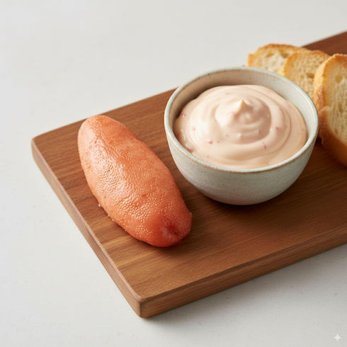 300g Japanese Mentai Mayonnaise - Spicy Pollock Roe Flavor for Pasta, Toast, Fried Rice, Salad - Umami-Rich, Savory