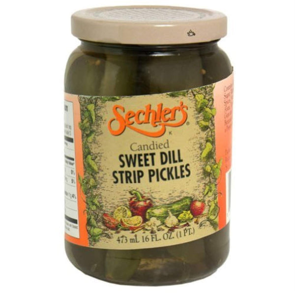 Sechlers Sechler's, Pickle Candied Sweet Dill Strip, 16-Ounce (6 Pack)