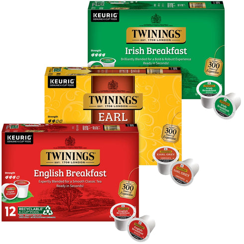 Twinings Black Tea K-Cup Pods for Keurig, Variety 3-Pack Earl Grey, English