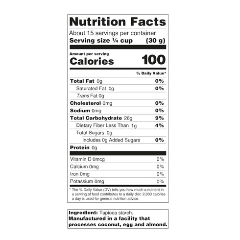 1 LB Just About Foods Tapioca Flour, Gluten & Grain Free, No Artificial Flavors, Paleo & Kosher Certified