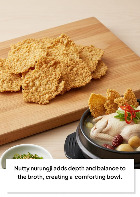 31.7 oz (900g) Korean Food Korean-Style Nurungji (Scorched Rice) Chicken Soup, Whole Chicken with Rice & Ginseng