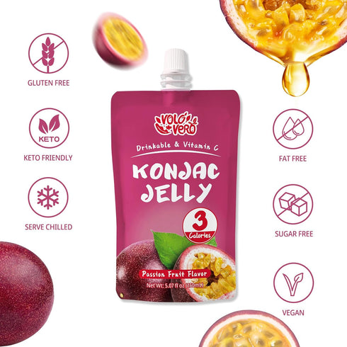20 Packs, 0 VOLO VERO Konjac Jelly Squeeze Pouch Healthy Snacks, Low Calories, Drinkable, Gluten Free, Sugar, Keto, Low