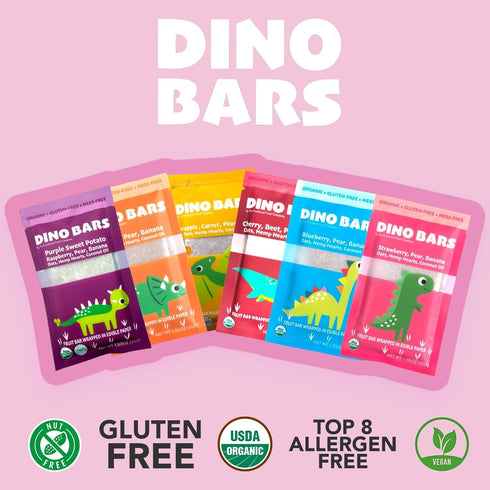 (12 Pack Dino Bars | Organic Fruit Bar for Kids | Organic Toddler Bars and Dinosaur Snacks | Fruit + Oats + Hemp Hearts