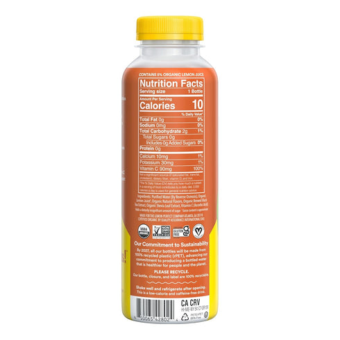 15.2 oz (12-Pack) Lemon Perfect Sunshine Tea, Half Flavored Lemon Water (Original Lemon) & Half Iced Tea, Organic, Zero