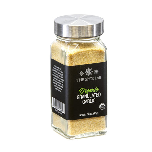 The Spice Lab Organic Garlic Powder Granulated, Gluten Free Dried Garlic in 2.6 oz French Jar