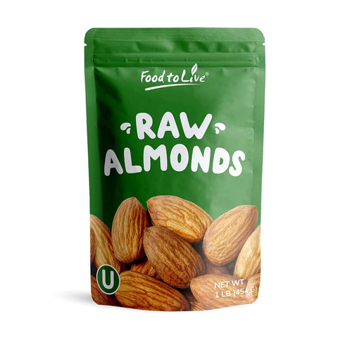 Food to Live California Almonds, 1 Pound Supreme, Whole, Raw, Unsalted, Unroasted