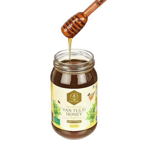 35.27 (1000g) Shiva Organic's Van Tulsi Nectar Honey - NMR Tested, Natural Honey, No Added Sugar, Flavorful - Ounce