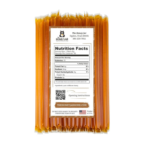 (50 Count) The Honey Jar - Wildflower Varietal Honey Sticks - Pure Honey Straws For Tea, Coffee, or a Healthy Treat
