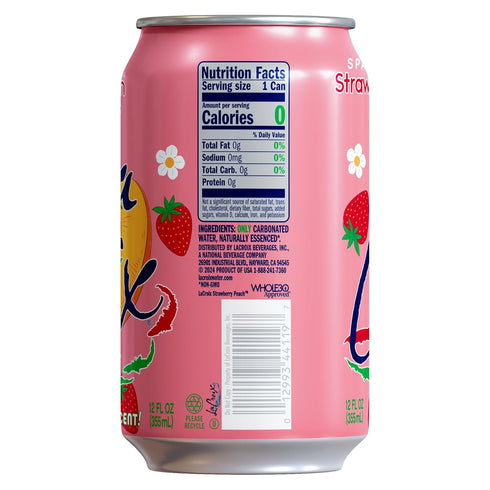 12 Oz (pack 12) La Croix Sparkling Water, Strawberry Peach, Fl
