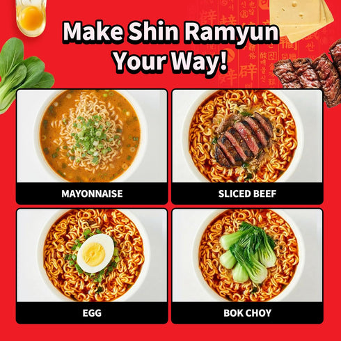 4.23 oz (Pack 20), Packaging Nongshim Shin Ramyun Noodles, Spicy Korean Signature Instant Ramyun, Rich Beef Flavored