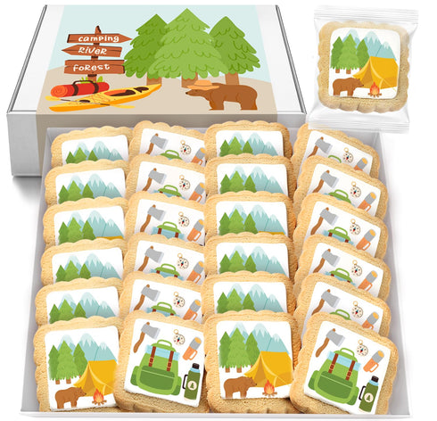Camping Cookies Party Favors | Individually Wrapped 24 Pack Cookie | Hiking