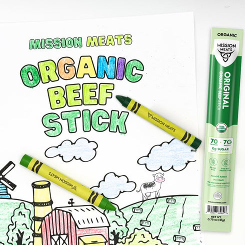 0.75oz (12ct) Mission Meats Organic Beef Sticks Grass Fed & Pasture-Raised, Zero Sugar, Non-GMO, Healthy Organic