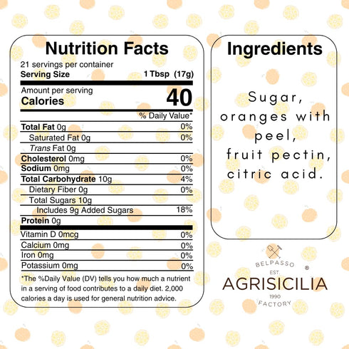 12.7 oz Agrisicilia Sicilian Orange Marmalade Authentic Italian Citrus Jam with Fruit Peel, Made in Sicily, Glass Jar