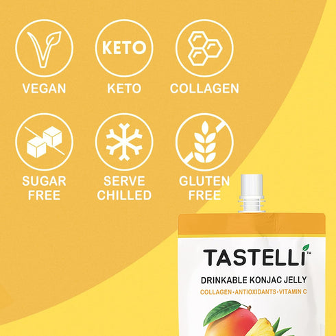 150mL 10 Tastelli Konjac Jelly Infused with Collagen & Vitamin C | Gluten Free, Sugar Free, Low Calorie | Vegan