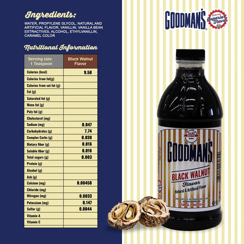 1 Goodman's Artificial Flavor (Black Walnut) - Gluten-Free, Non-GMO, Kosher, Low Carb & Calorie, No Sugar - for Those
