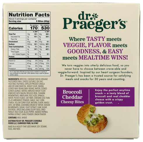 9 OZ DR PRAEGERS Broccoli Cheddar Cheesy Bites