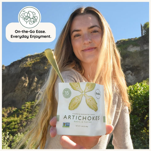 Pack (10 Pack, 1.58 oz) POSHI Artichoke Hearts with Basil and Thyme Ready-to-Eat Snack Vegan, Keto, Low Carb, Gluten