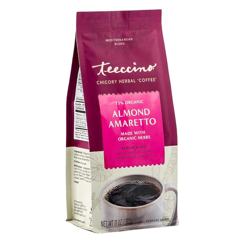 Teeccino Almond Amaretto Chicory Coffee Alternative - 11 Ounce - Ground Herbal