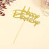 Gold Happy Birthday Cake Topper - Golden Glitter Birthday Party Decoration Supplies, Cake Smash Props