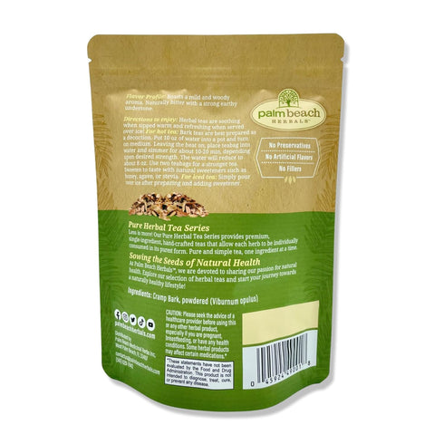 Palm Beach Medicinal Herbs - Cramp Bark Tea, Pure Herbal Tea Series, 30ct