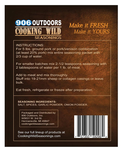 Generic 5 2.1 Packet Cooking Wild Seasonings Breakfast Fresh Sausage Seasoning, Seasons up to pounds of Wild Game