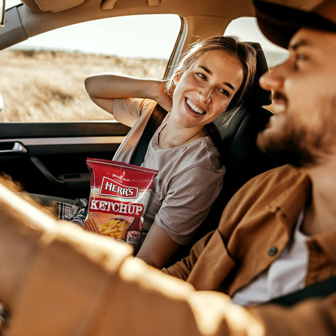 Pack (Pack 12, 1 Herr's Ketchup Ripple Potato Chips Sample of Ounce Bags) Bold and Tangy Ketchup-Flavored Chips Fun