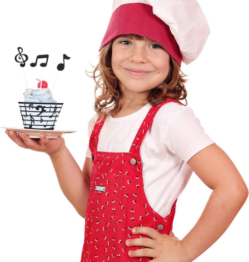 48 Pieces Music Note Cupcake Toppers and Wrappers, Musical Symbol Lace Cupcake Liners, Paper Baking Cup for Birthday