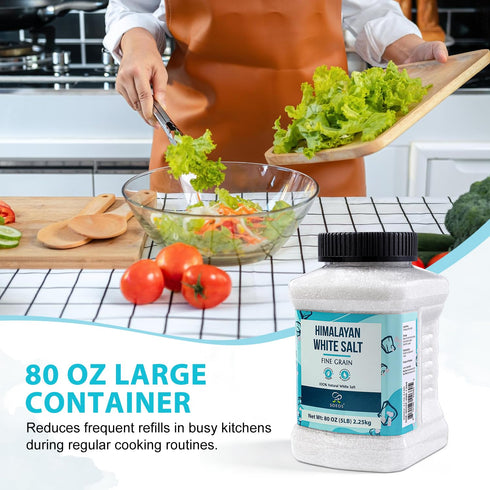 80 oz (5 lb 2.25 Soeos Himalayan White Salt Fine Grain, / kg), Salt for Cooking, Baking, Seasoning & Everyday Kitchen