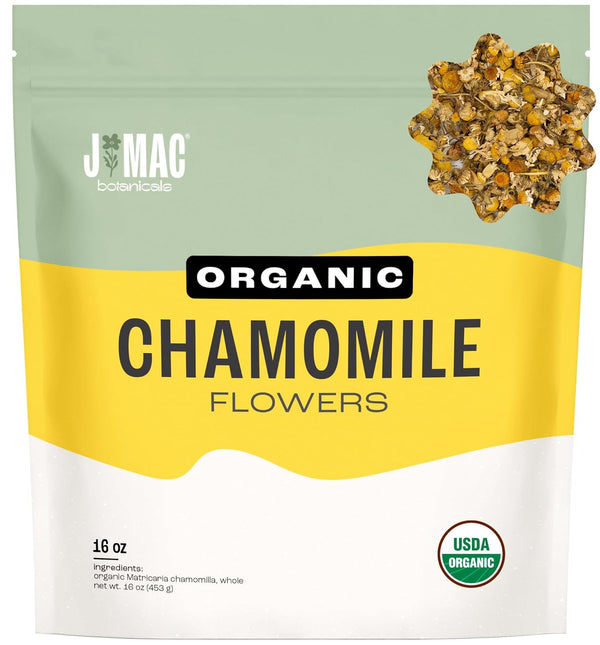J Mac Botanicals, Organic Chamomile Flowers (1 pound), Certified USDA Organic. Whole