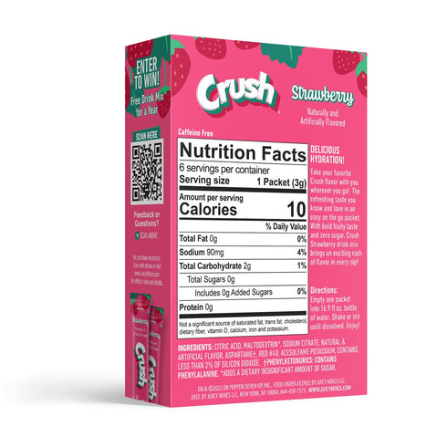 72 Crush- Powder Drink Mix - Sugar Free & Delicious (Strawberry, Sticks)