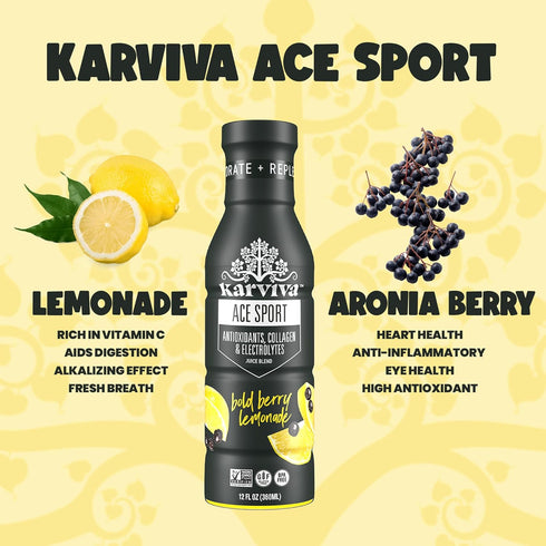 6 12 oz ACE Recovery Antioxidants Juice, Energy Booster Drinks for Sports, Real Fruit, Natural Collagen, Electrolytes