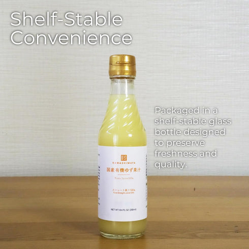 8.4 oz (250ml) 100% Kawashimaya Organic Yuzu Juice fl - Hand-Squeezed, Kito Yuzu Citrus Essence, No Additives
