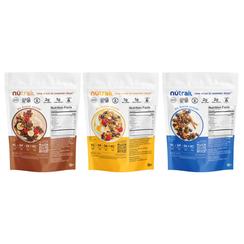 Pack, 8 oz. 3 Count NuTrail Nut Granola Cereal, Variety No Sugar Added, Keto, Low Carb, Gluten Free, Grain Free
