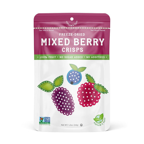 Pack 12 (1.2 oz Nature's Turn Freeze-Dried Fruit Snacks, Mixed Berry and Tropical Crisps, of Each)