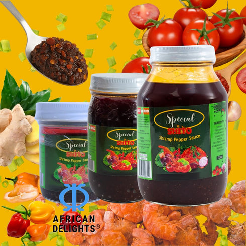 (8 oz Special Shito |Shrimp Sauce Hot Sauce |Ghana Shito | Premium Blend of Shrimp | Fish Powder |Spices & Hot Dried