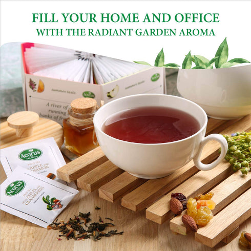 ACORUS Summer Taste Tea Set, Natural Assorted Tea Hamper Box Gift Set, 60 Teas Bags, 6 Fruit Flavors