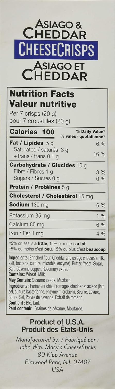 4.5 OZ JOHN MACYS Cheddar Asiago Cheesecrisps
