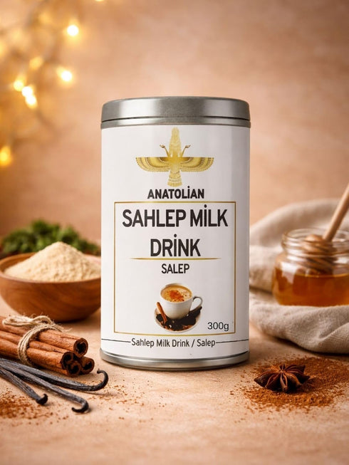 Airobazar 300gr Organic Sahlep Milk Drink, Traditional Turkish Salep Beverage Mix, Creamy Hot Drink Powder, Instant