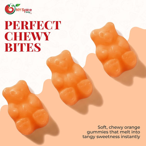 Gummy 5 Gummies Packaged Gummy NY Spice Shop Orange Bears - Pound Fruity Chewy Candy - Soft and Juicy Jelly - Bulk
