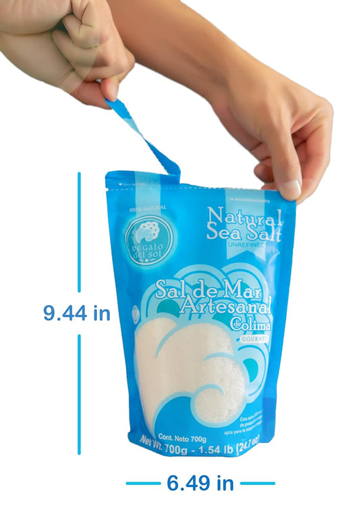 Pack 3 24.7 oz Regalo del Sol Unrefined Sea Salt, Natural Gourmet Coarse Sea Salt for Cooking & Finishing, Mineral Rich