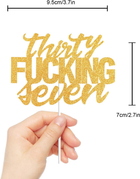 Thirty Seven Gold Glitter Cake Toppers, 37 Years Old 37th Birthday Anniversary Party Decorations Supplies